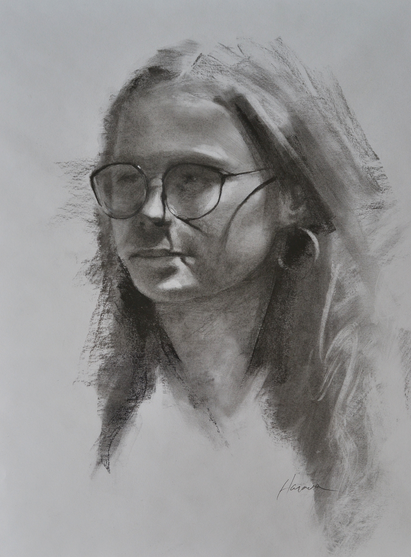 Sweet Caroline, charcoalon paper 16 x 12, Framed $500